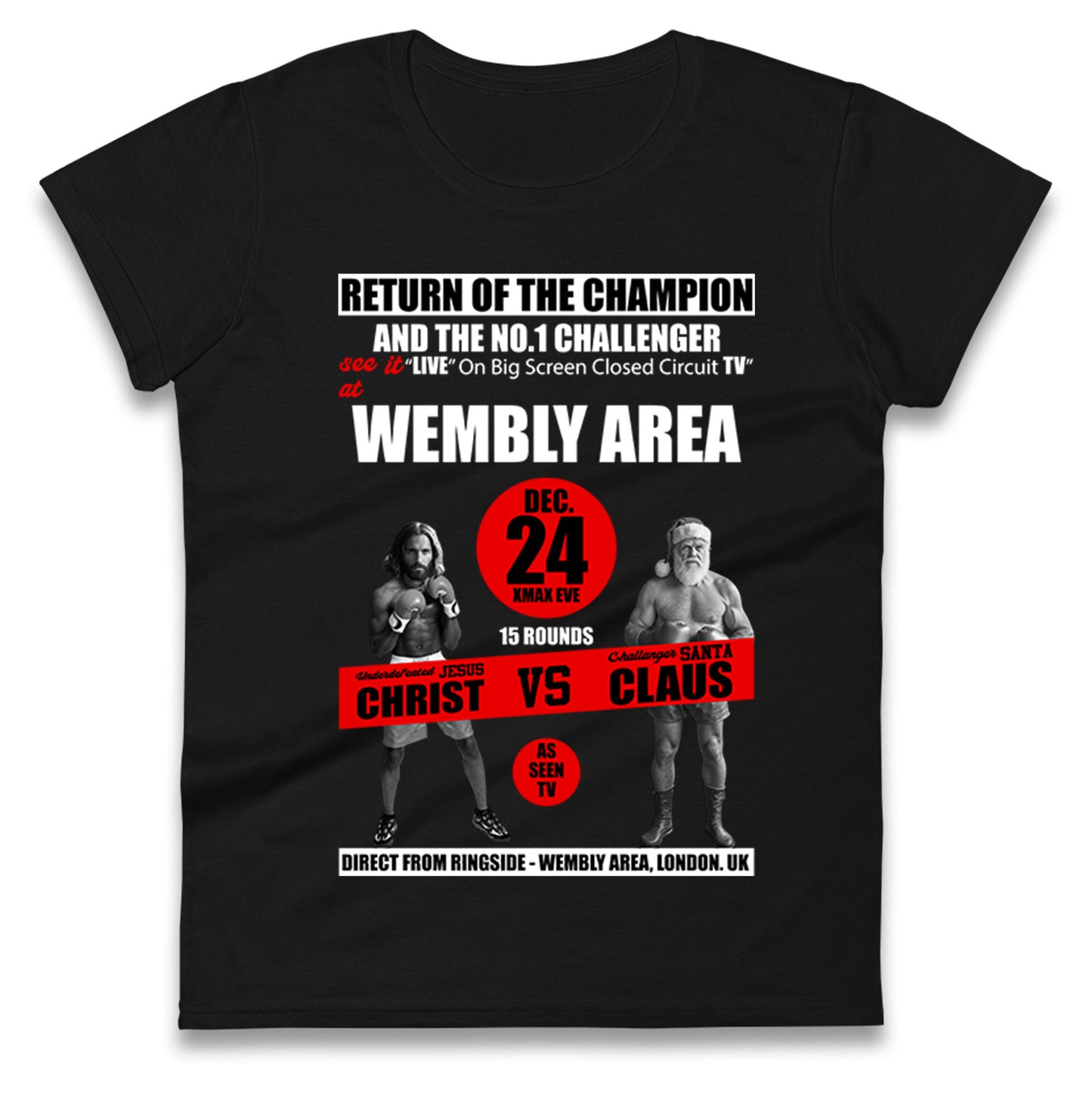 Jesus Christ Vs Santa Claus Ladies T Shirt