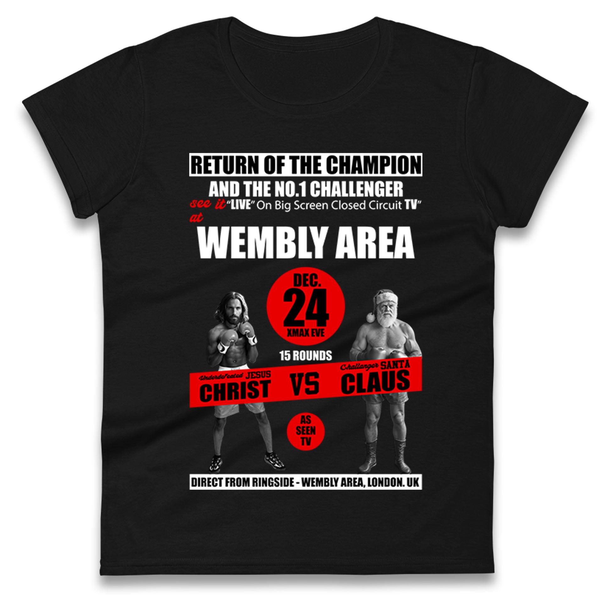 Jesus Christ Vs Santa Claus Ladies T Shirt
