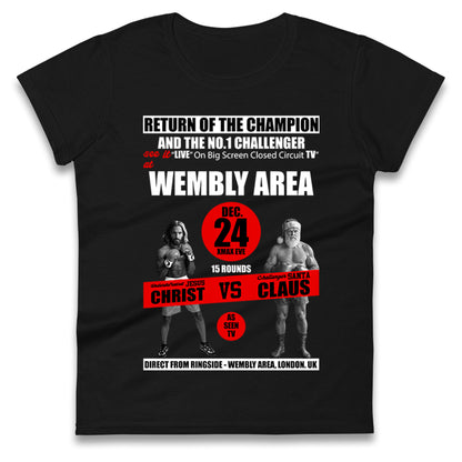 Jesus Christ Vs Santa Claus Ladies T Shirt