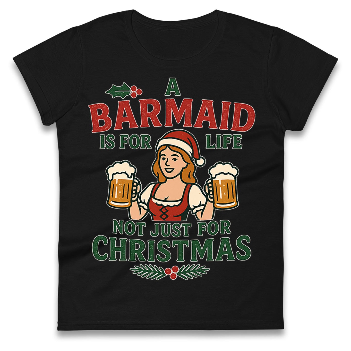 Barmaid Xmas Ladies T Shirt