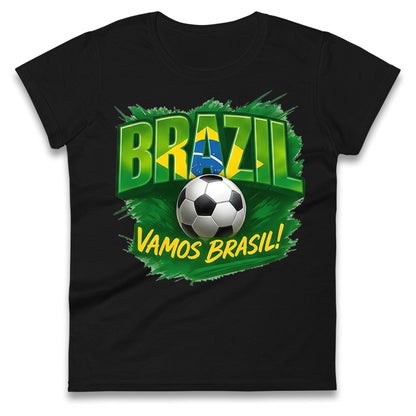 Brazil Retro Football Ladies T Shirt