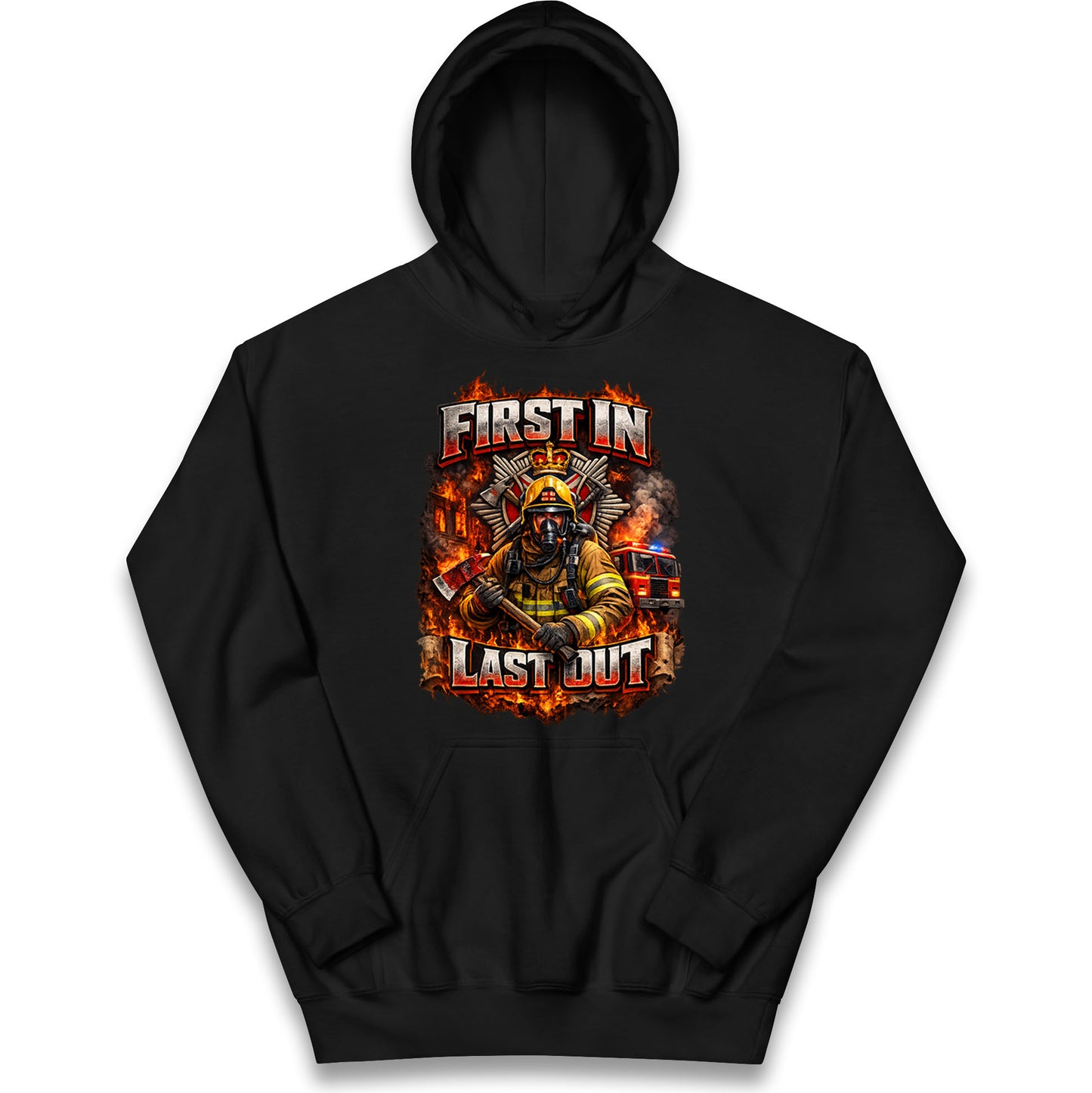 Firefighter First in Last Out Kids Hoodie