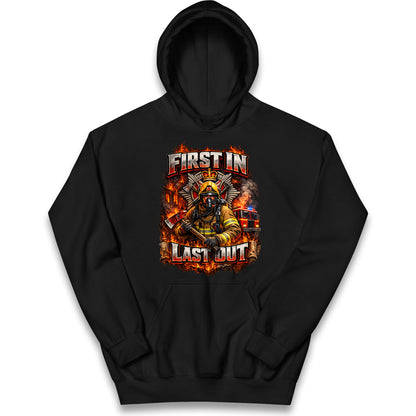 Firefighter First in Last Out Kids Hoodie