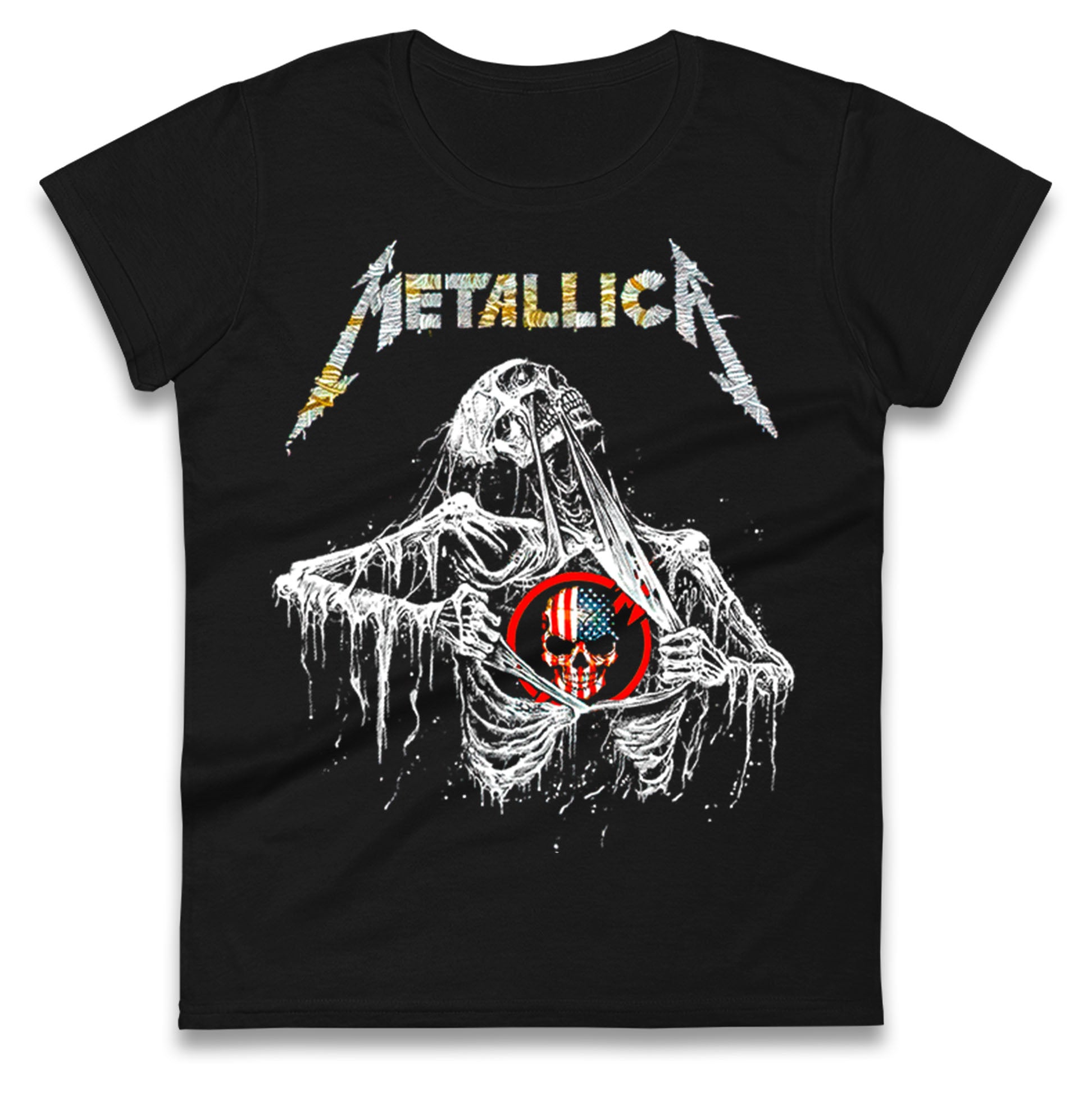 Metallica USA Skull Ladies T Shirt 
