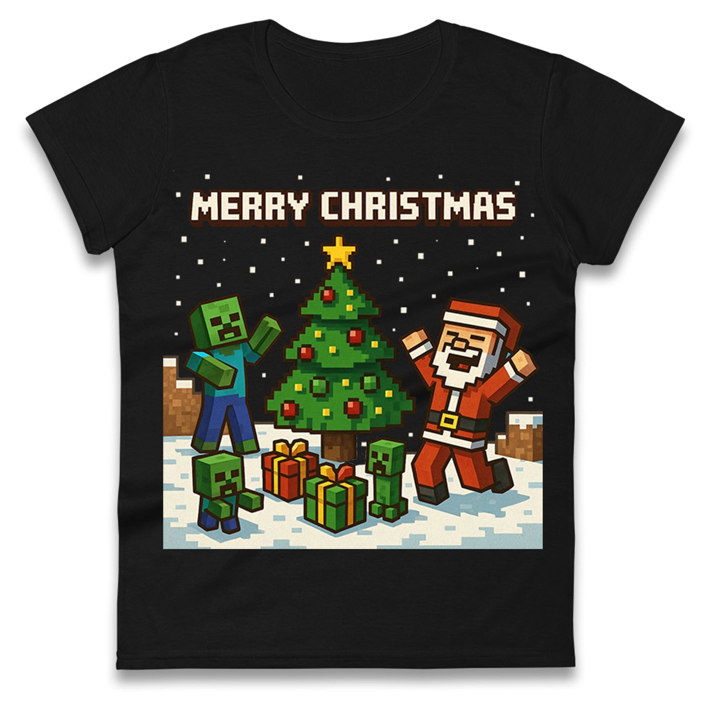 Minecraft Christmas Ladies T Shirt 