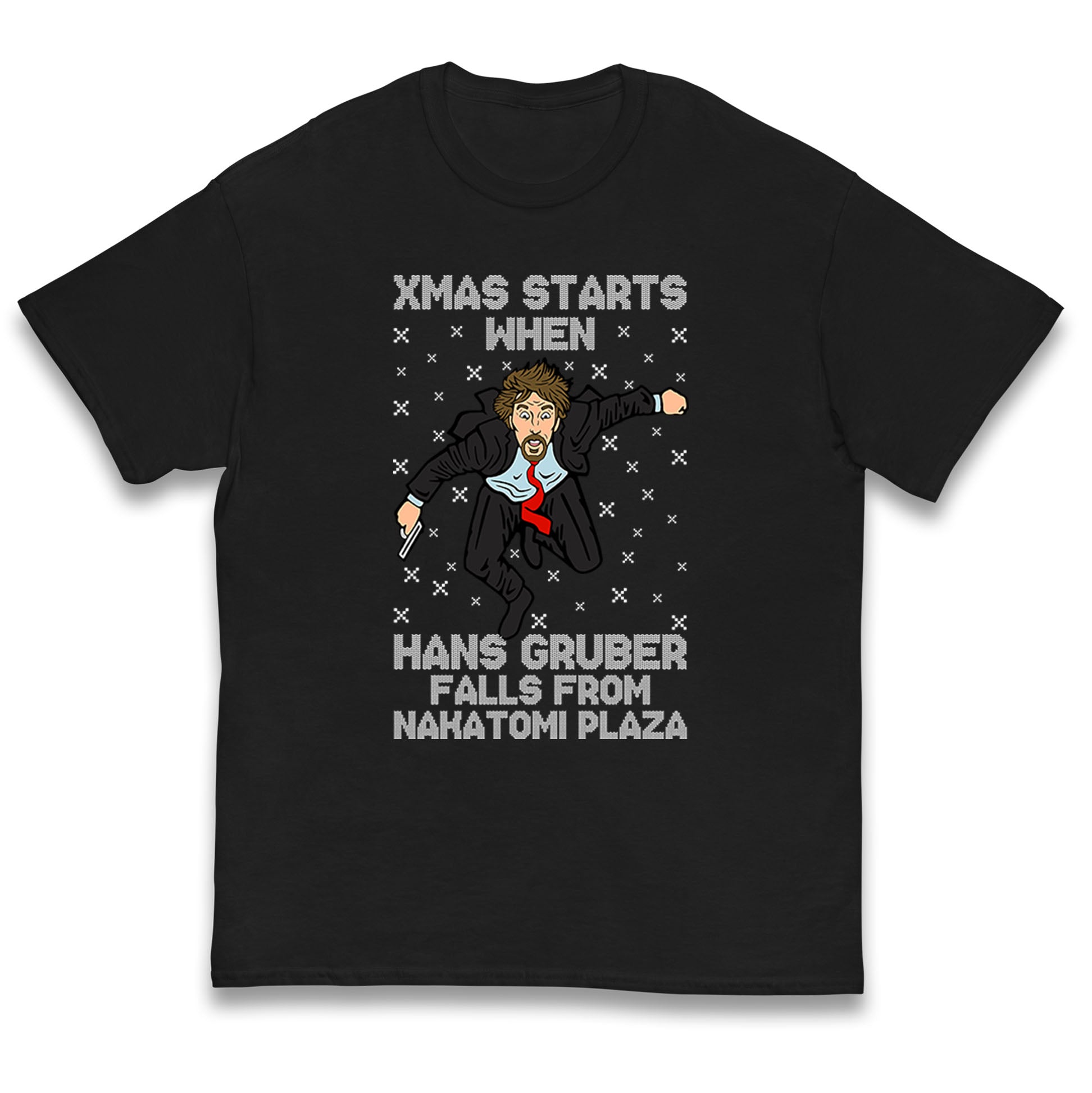 hans gruber falling t shirt