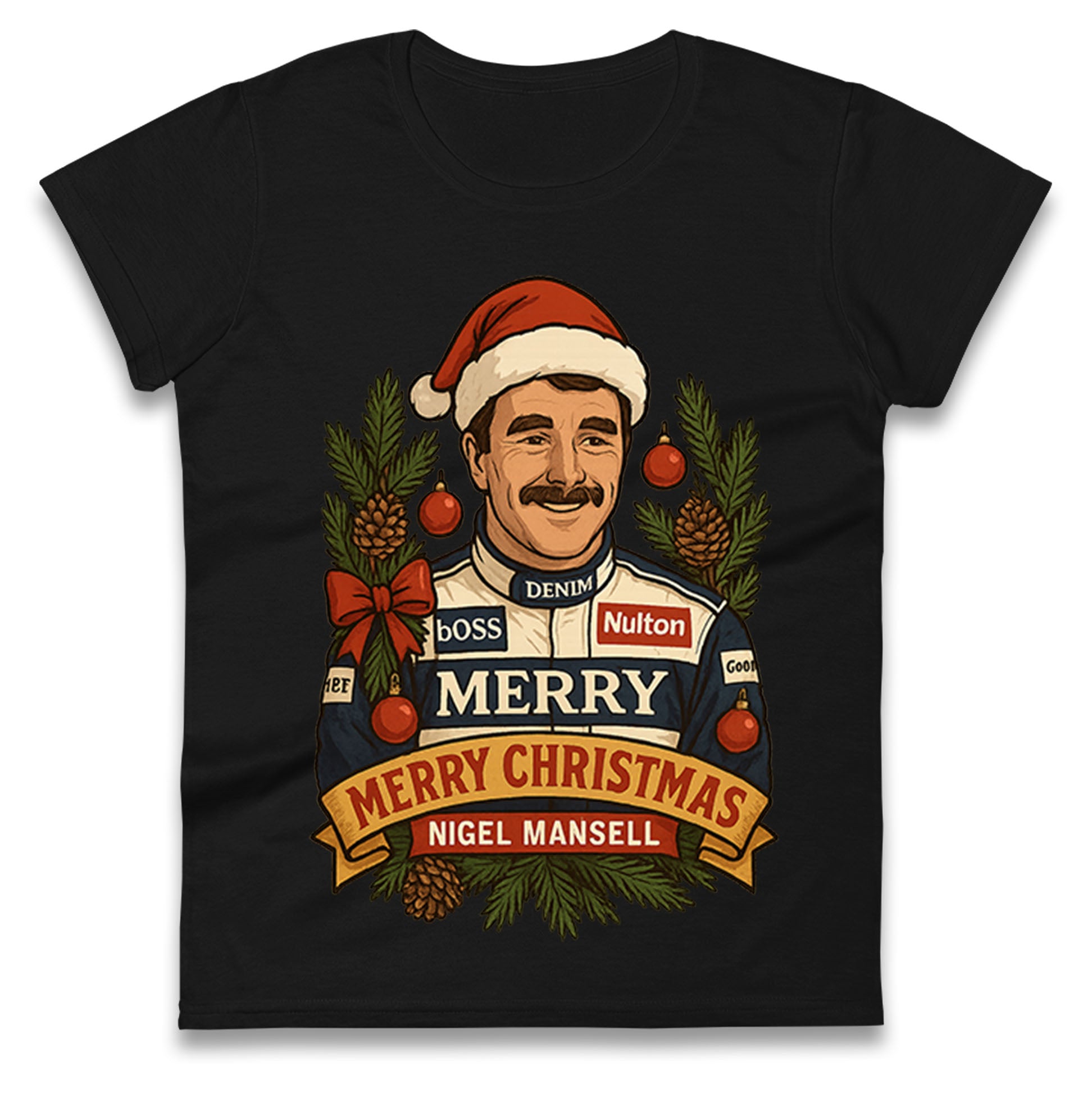 Nigel Mansell Christmas Ladies T Shirt 