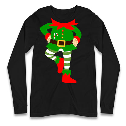 Personalise Christmas Party Wear Elf Long Sleeve T Shirt