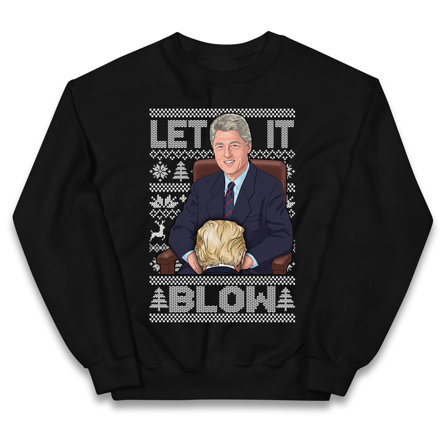 Let it Blow Donald Trump & Bill Clinton Christmas Kids Jumper