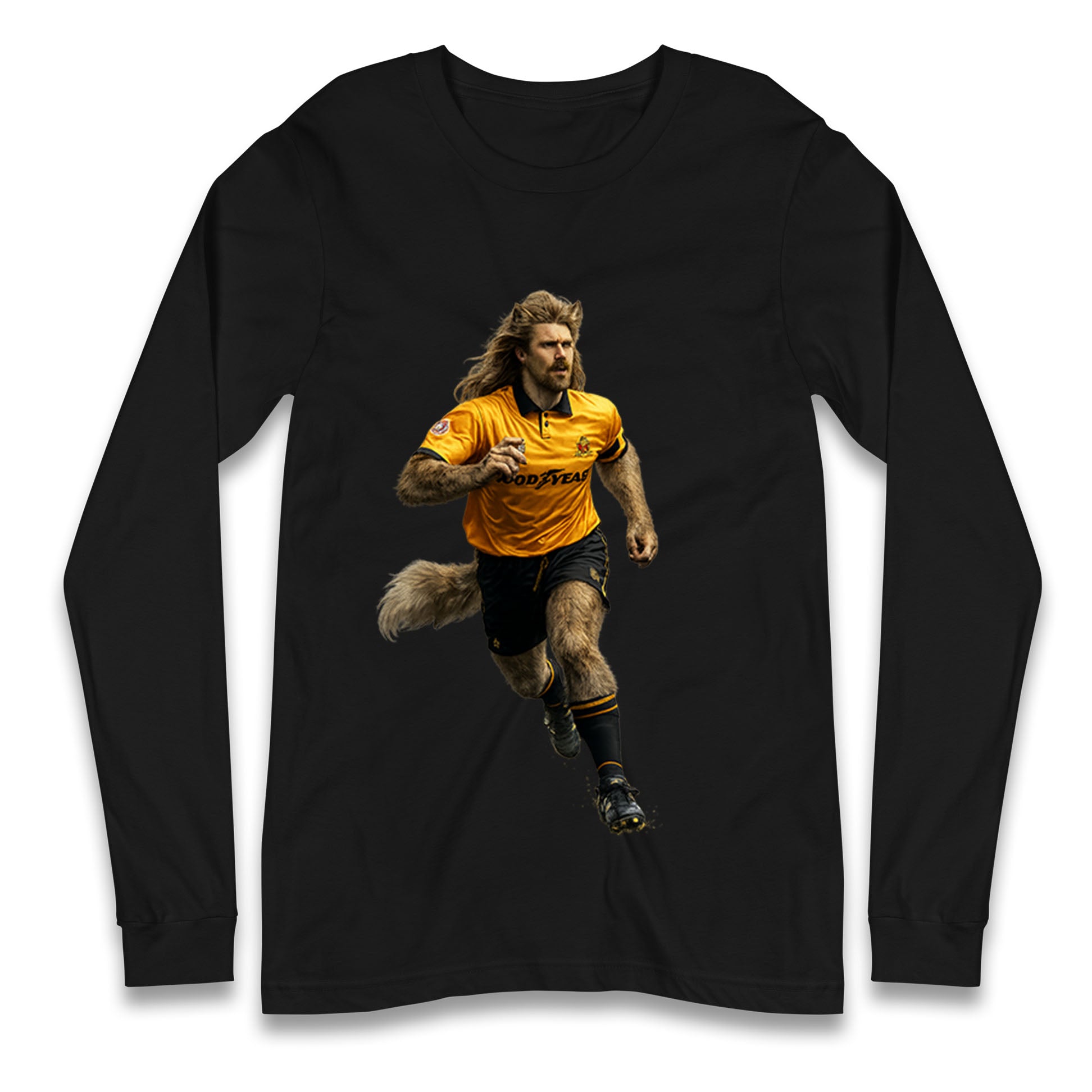 Retro The Wolf Wolves Football Longsleeve T Shirt