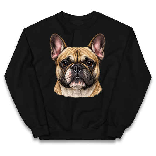 French Bulldog Face Kids Jumper