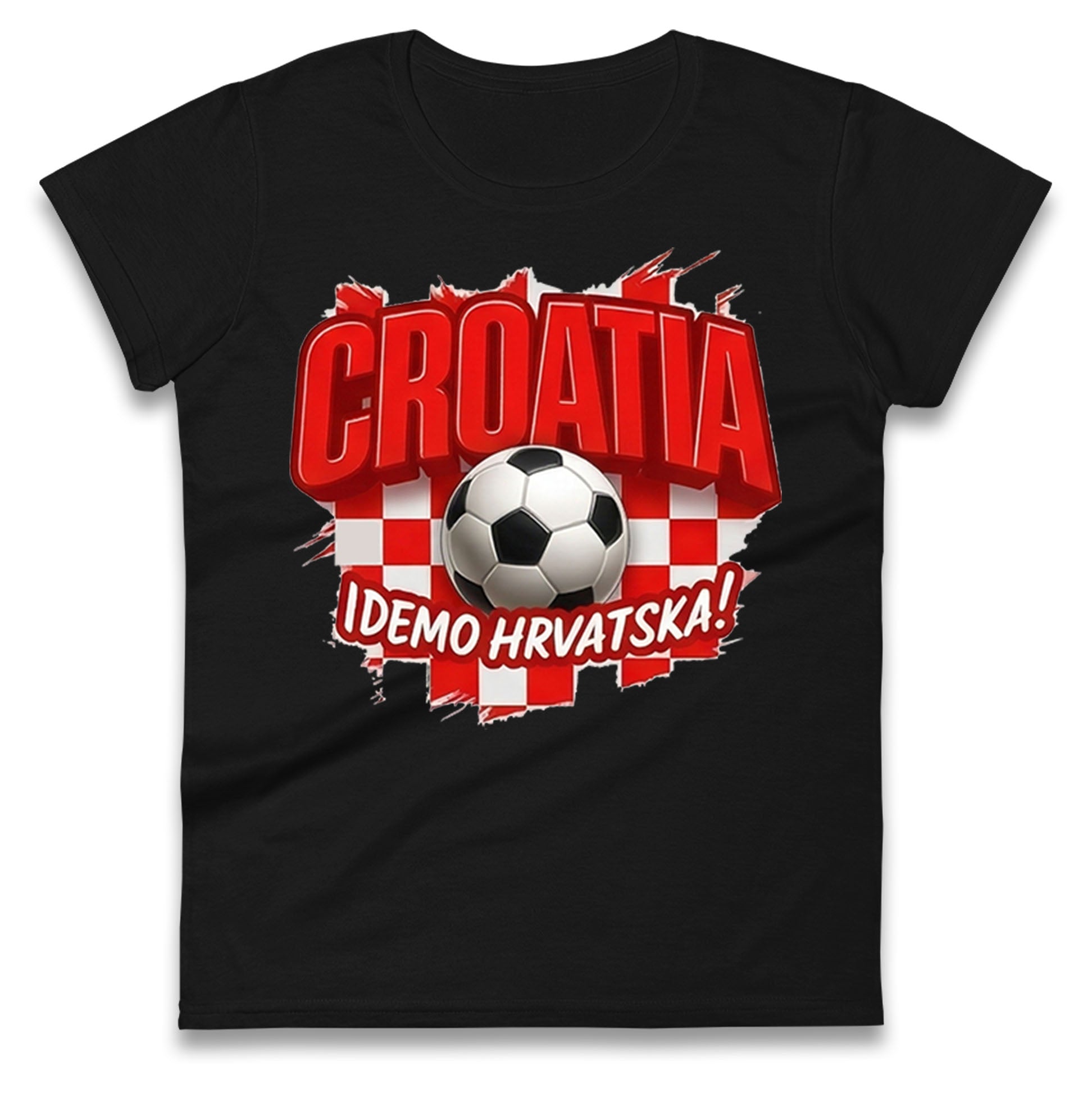 Croatia Retro World Cup Ladies T Shirt
