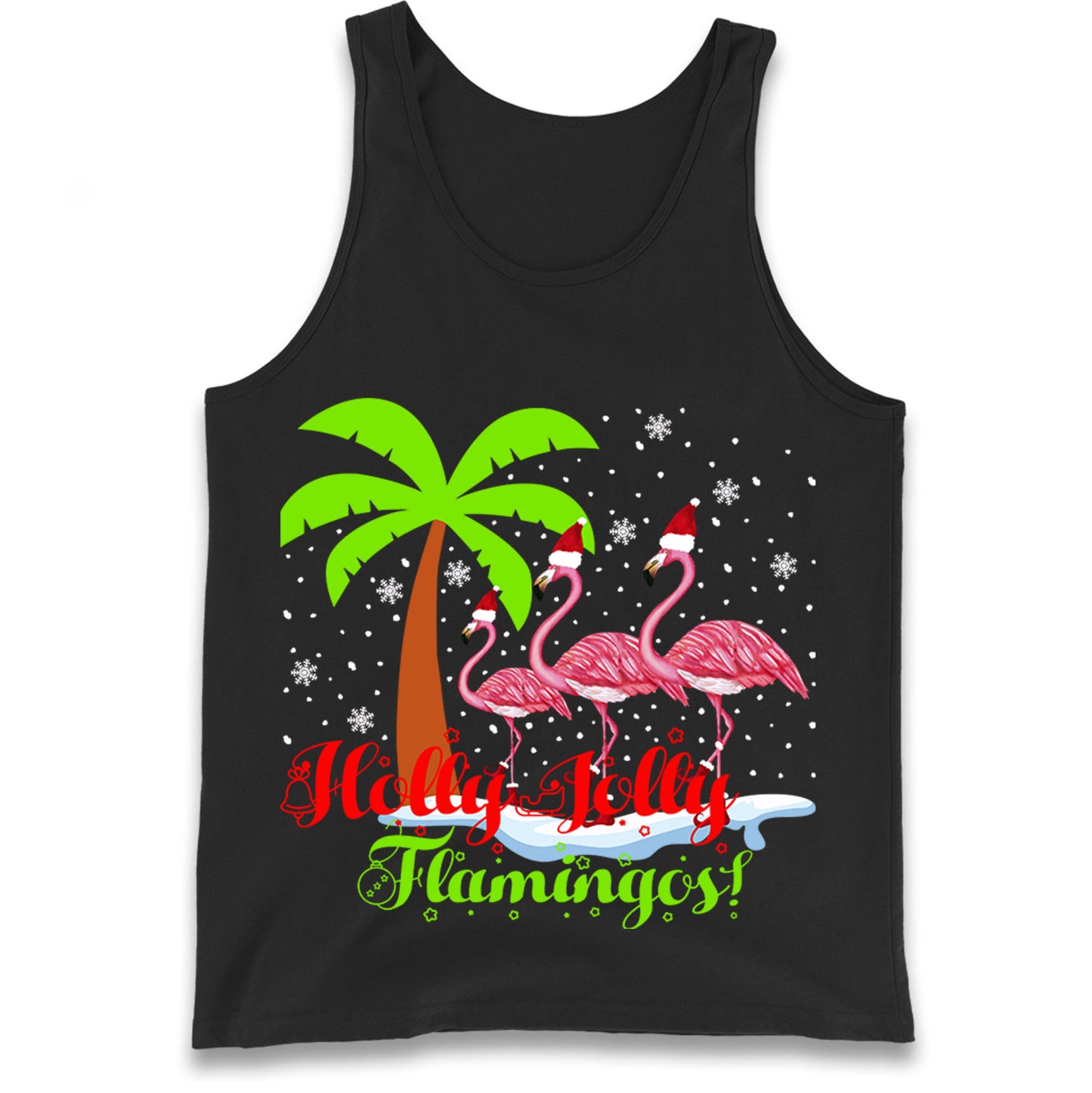 Holly Jolly Flamingos Christmas Tank Top