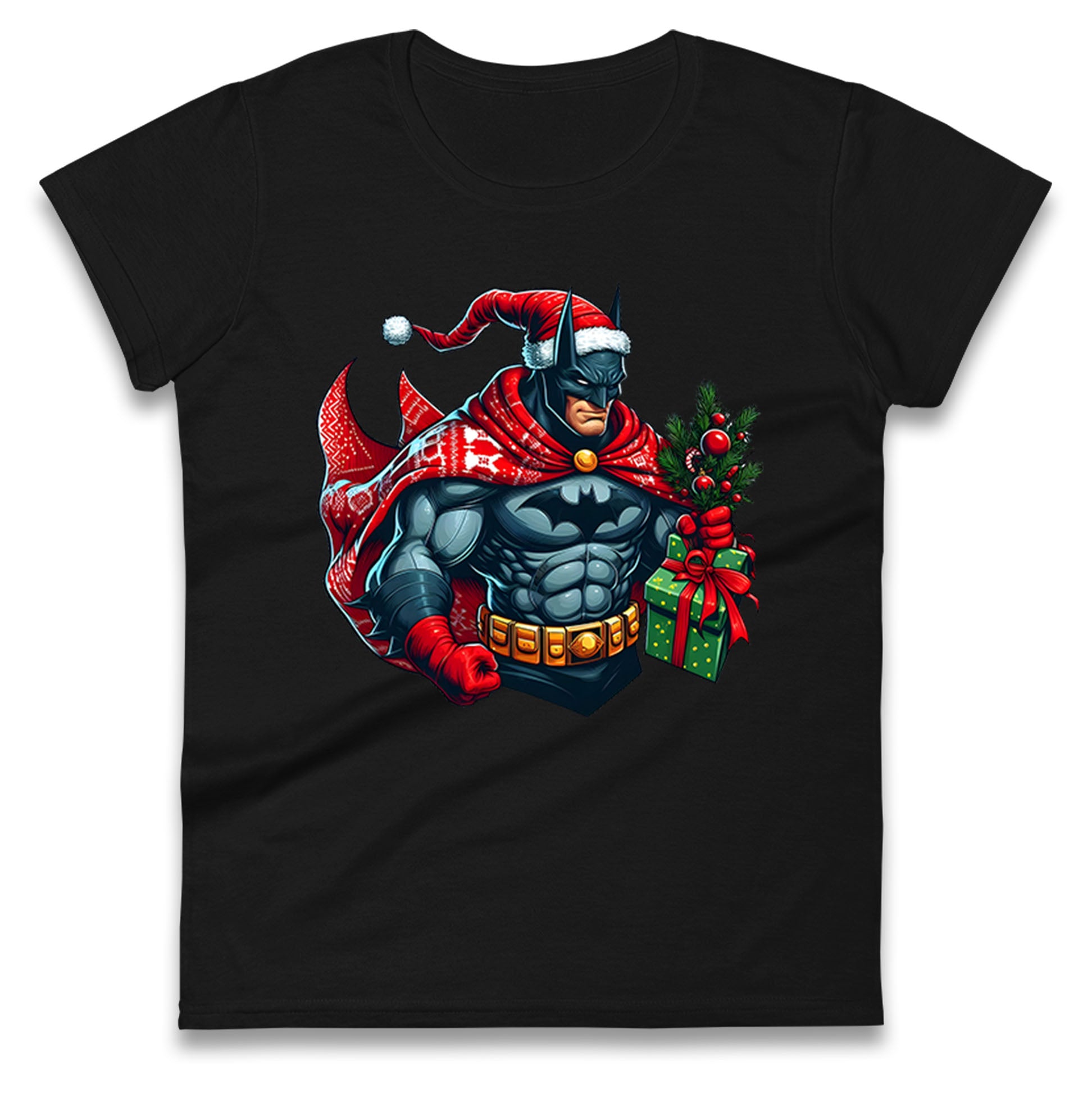 Batman Santa Ladies T Shirt