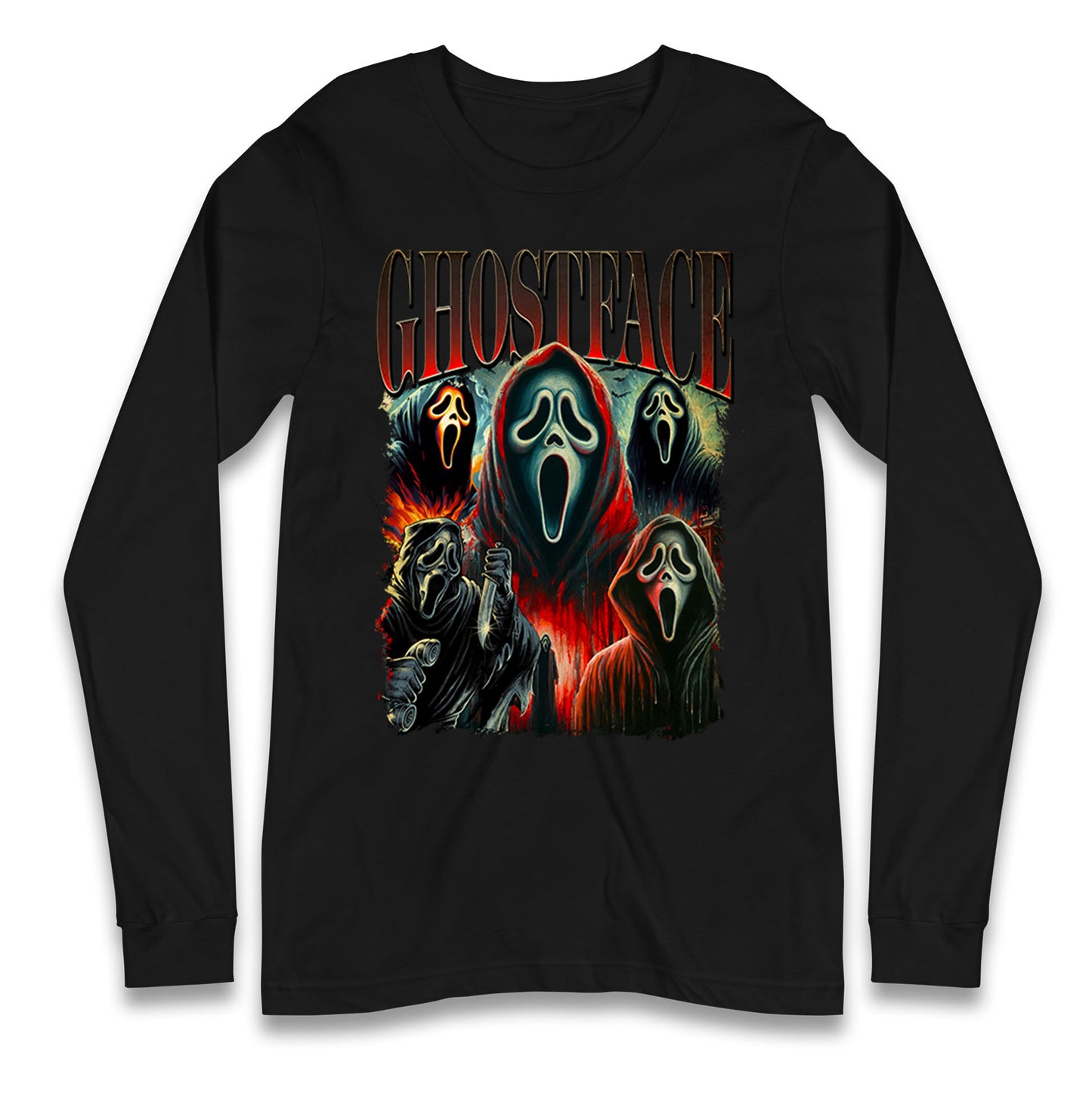 Ghost Face Halloween Bootleg Long Sleeve T Shirt