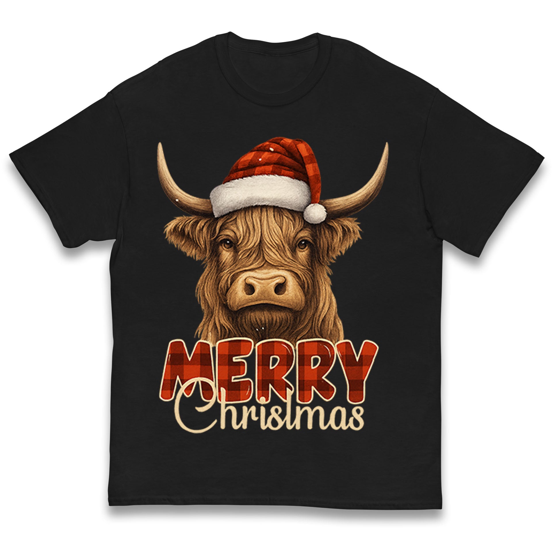 Highland Cow Christmas Kids T Shirt