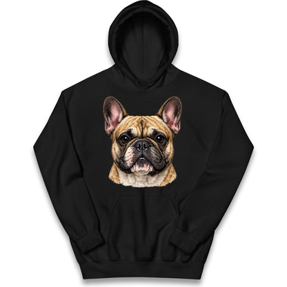 French Bulldog Face Kids Hoodie