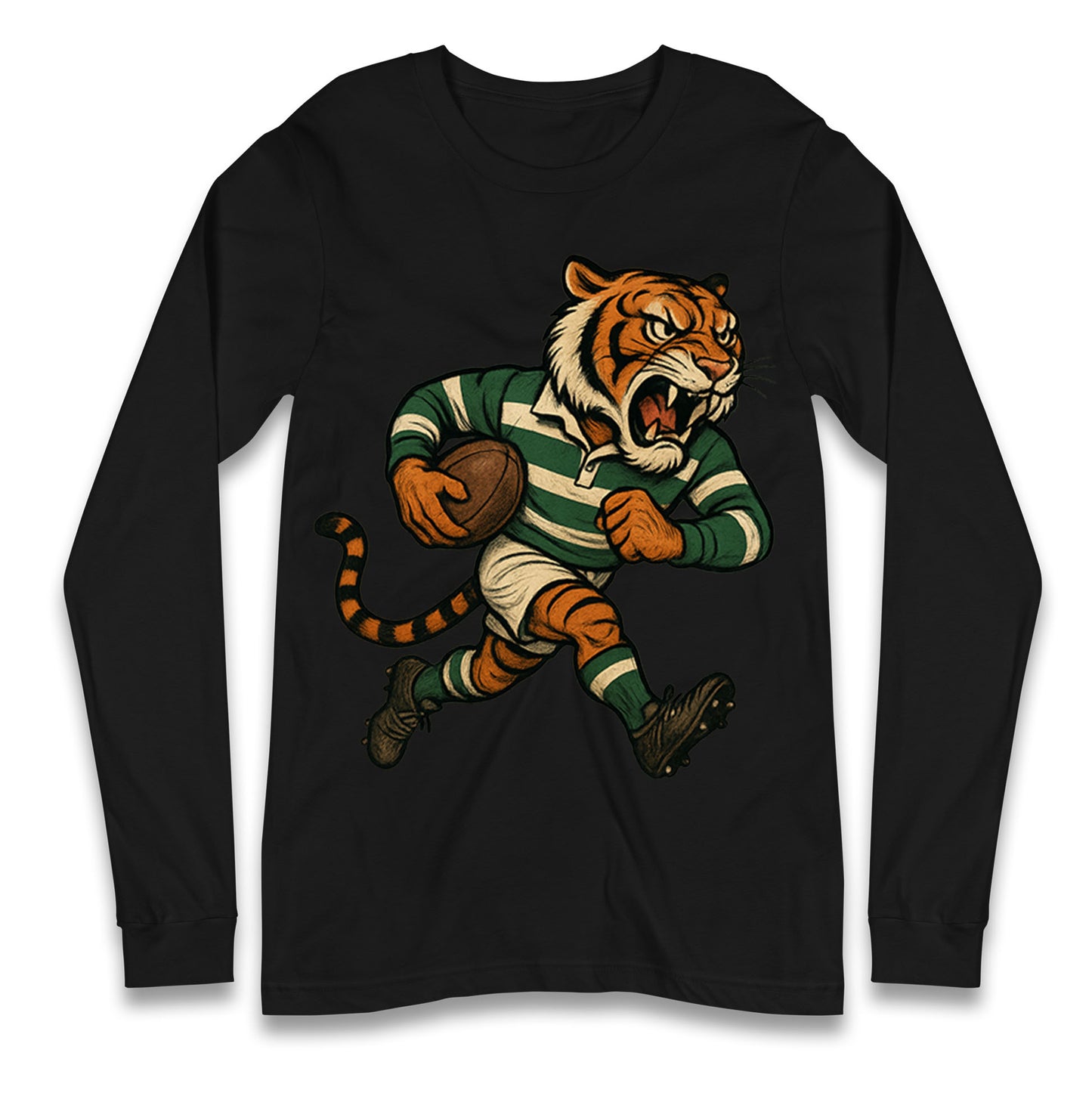 Retro Leicester Tigers Rugby Union Longsleeve T Shirt