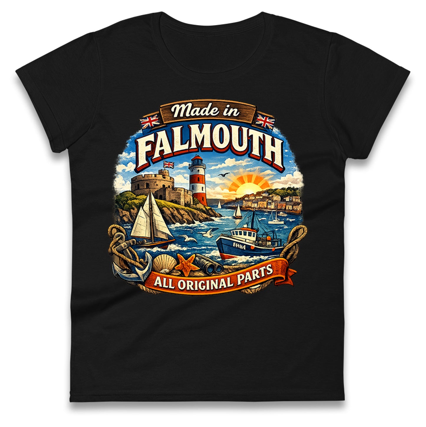 Made In Falmouth All Original Parts Ladies T Shirt