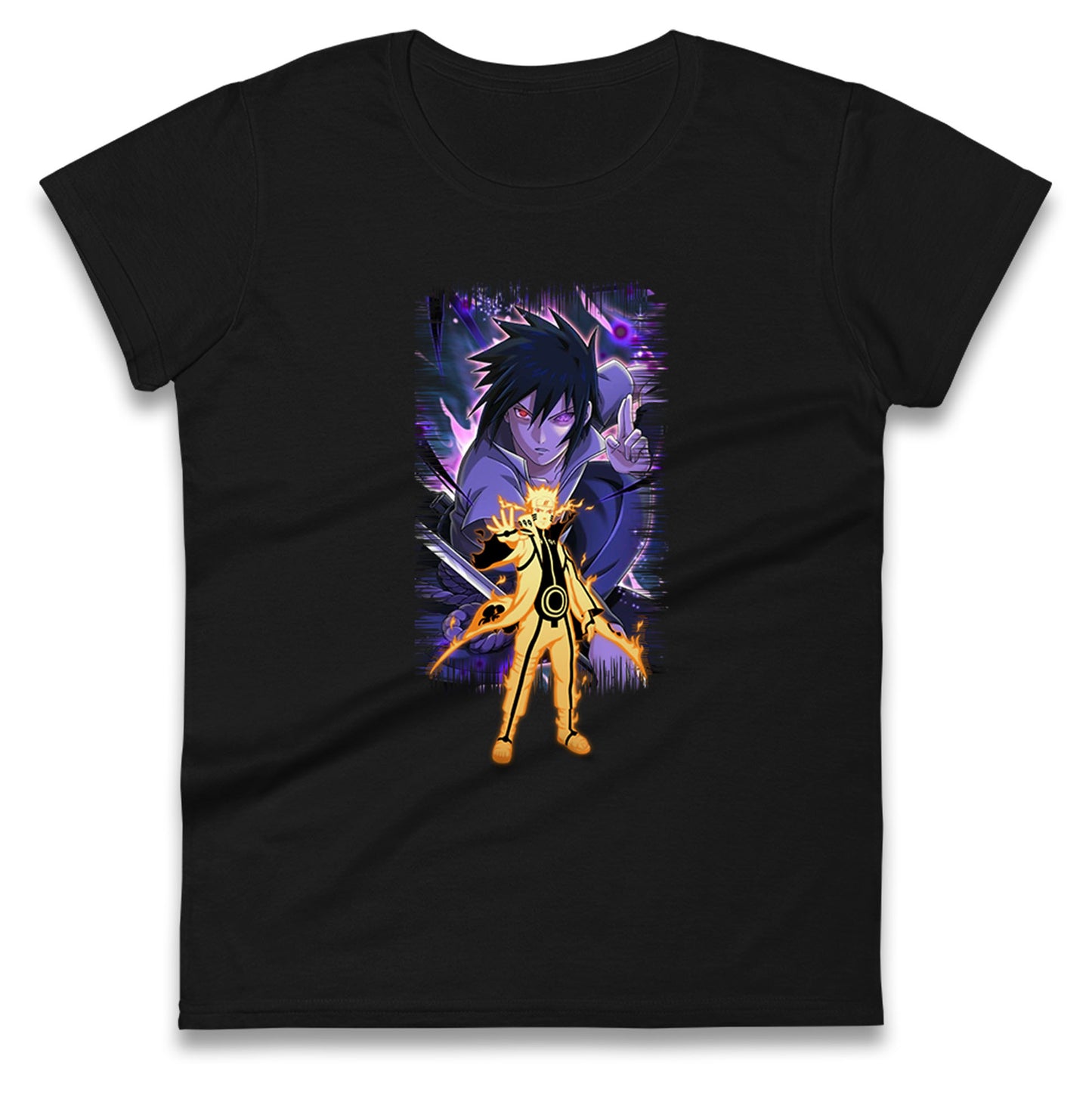 sasuke uchiha and naruto uzumaki womens t shirt