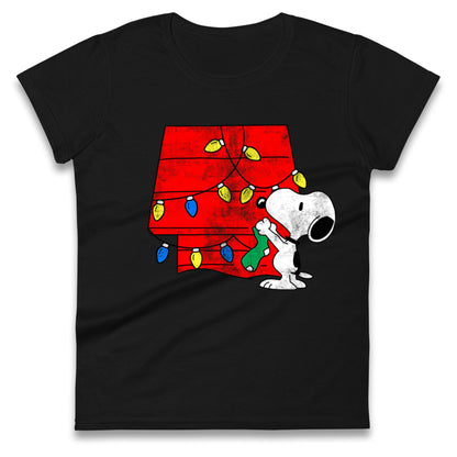 snoopy lighting house christmas womens top