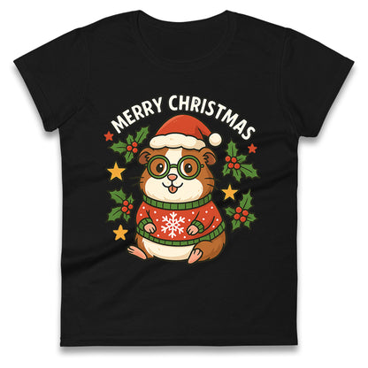 Guinea Pig Christmas Ladies T Shirt