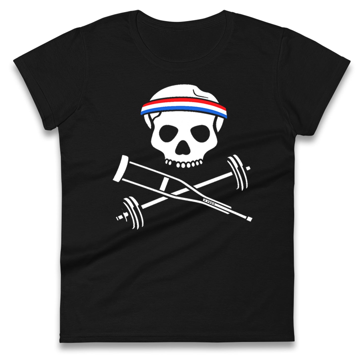 Johnny Knoxville Crutch Barbell & Bones Ladies T Shirt