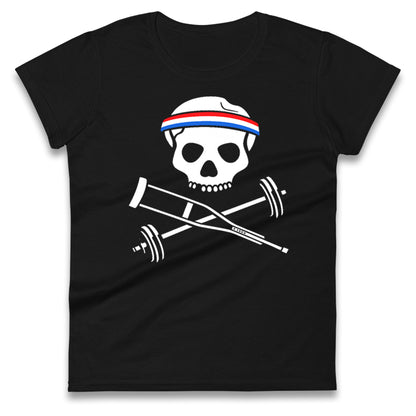 Johnny Knoxville Crutch Barbell & Bones Ladies T Shirt
