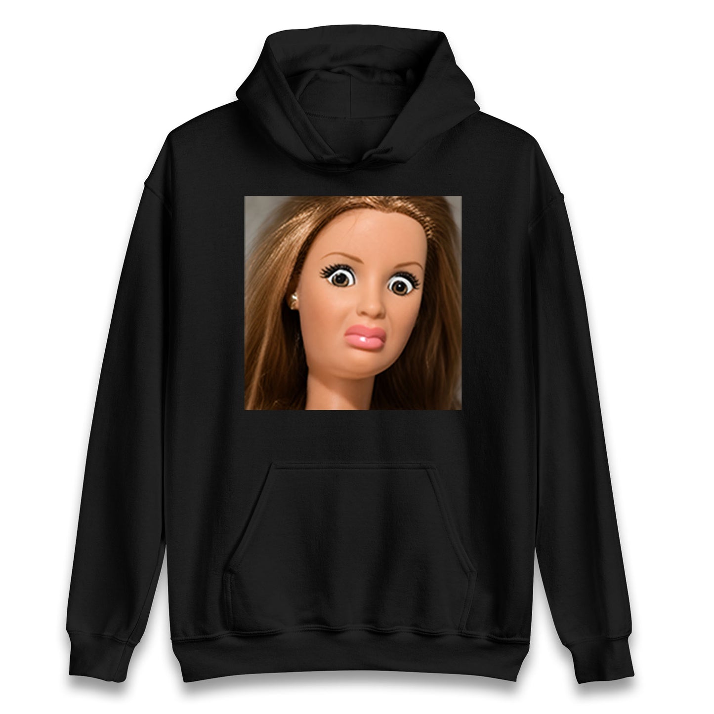 Funny Distressed Doll Face Meme Hoodie