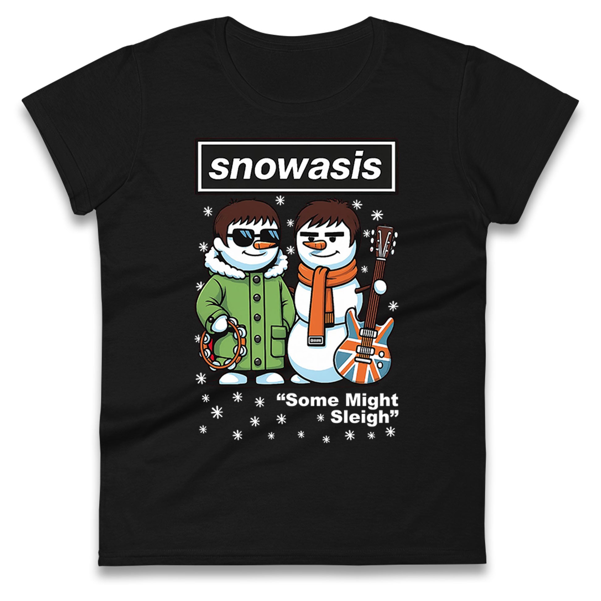 aSnowasis Might Sleigh Xmas Music Band  Ladies T Shirt 