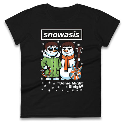 aSnowasis Might Sleigh Xmas Music Band  Ladies T Shirt 