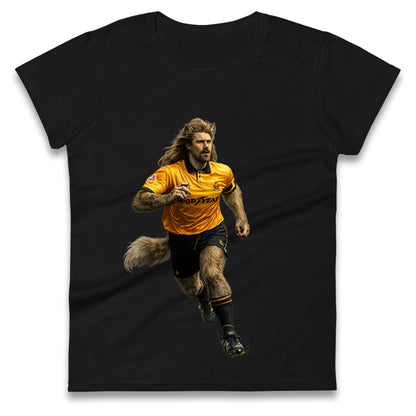 Retro John The Wolf Wolves Football Ladies T Shirt 