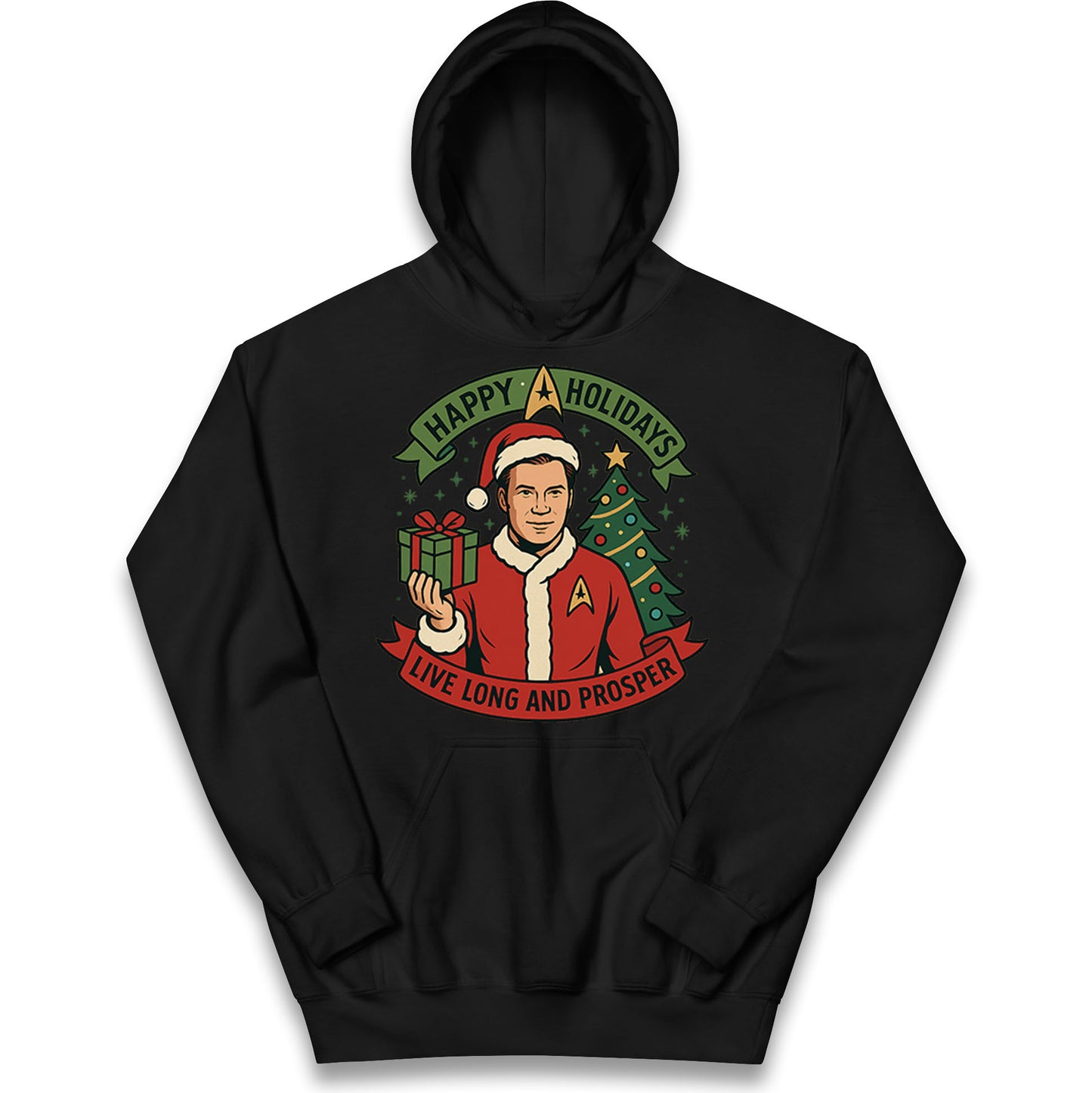 Happy Holidays Live Long and Prosper Star Trek Christmas Kids Hoodie
