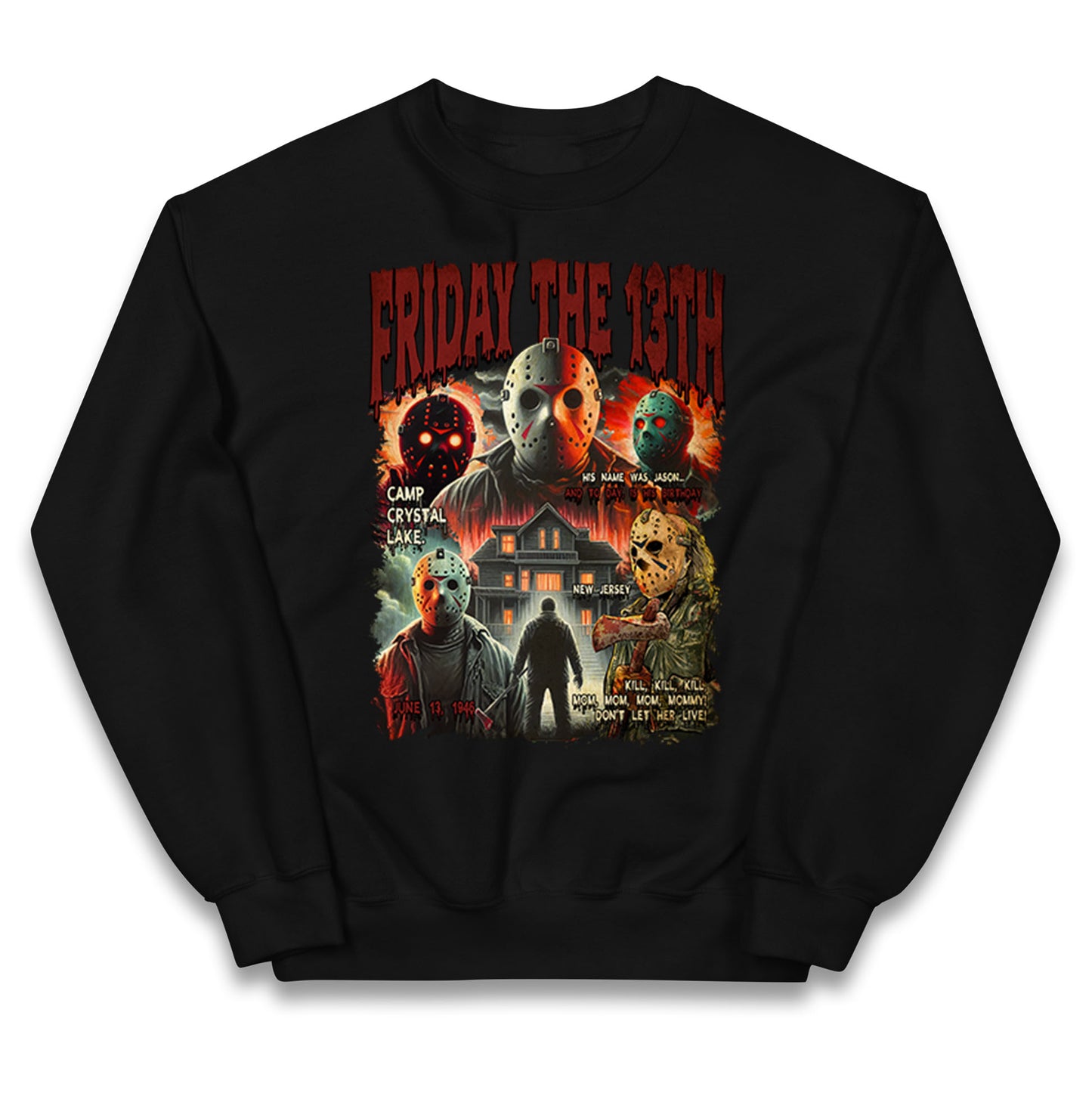 Jason voorhees Friday The 13th horror Halloween Bootleg Kids Jumper