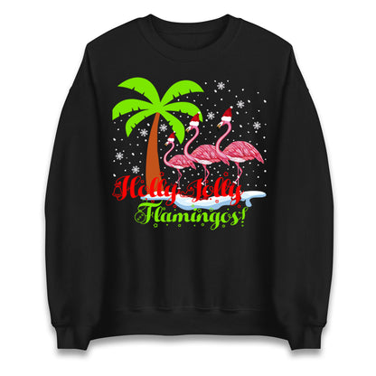 Holly Jolly Flamingos Christmas Unisex Sweatshirt