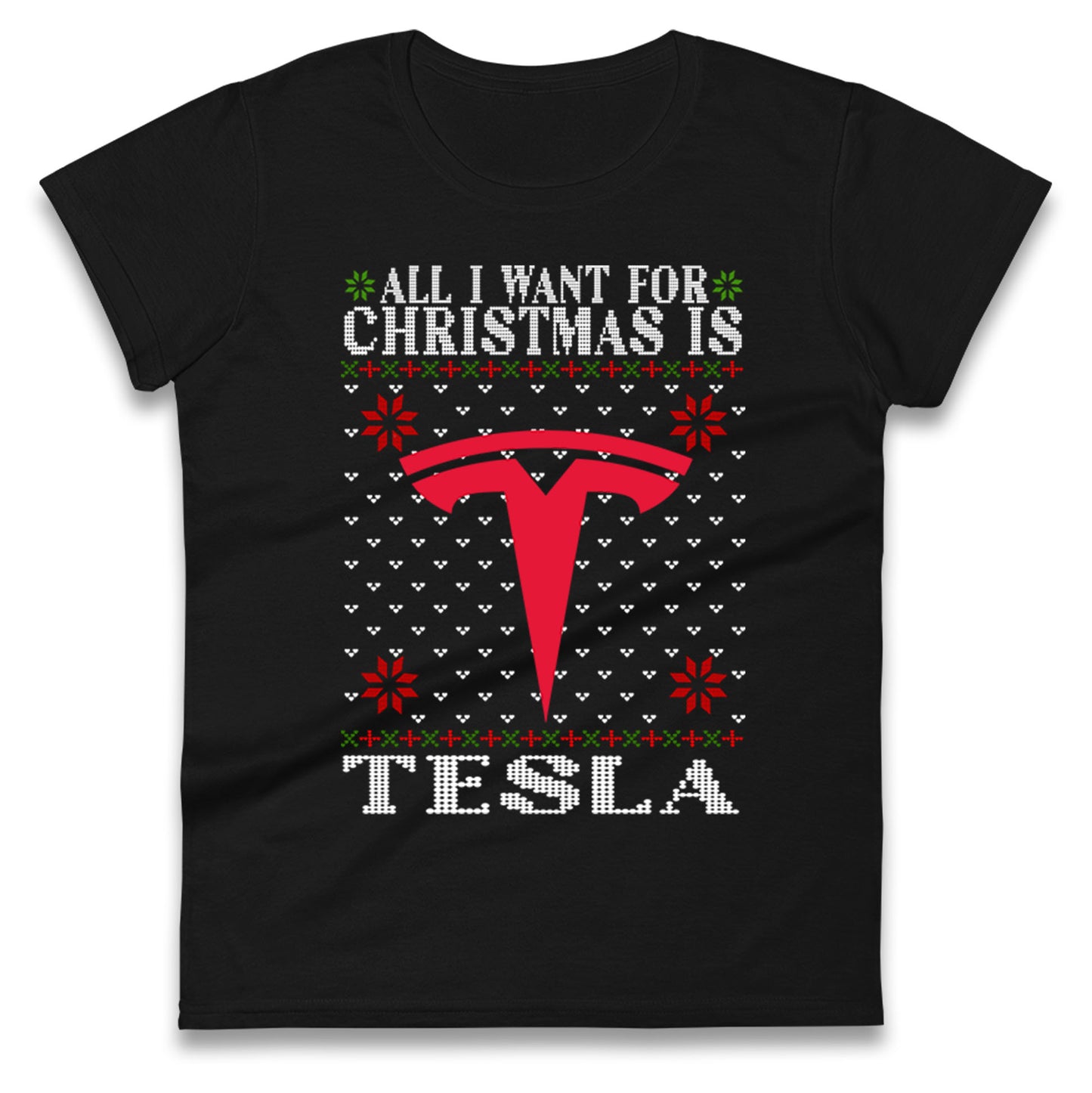 tesla christmas womens t shirt