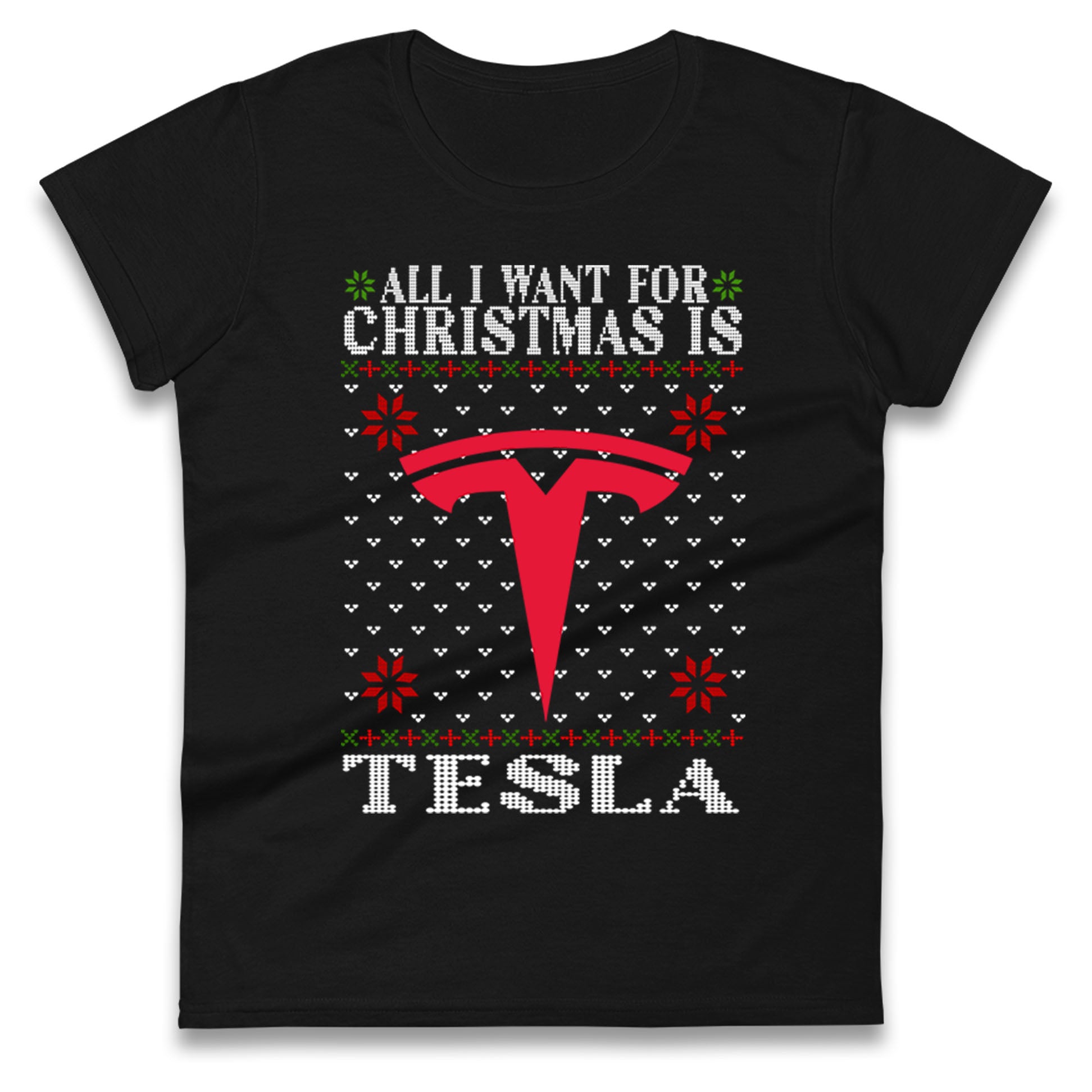tesla christmas womens t shirt