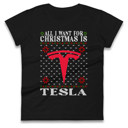 tesla christmas womens t shirt