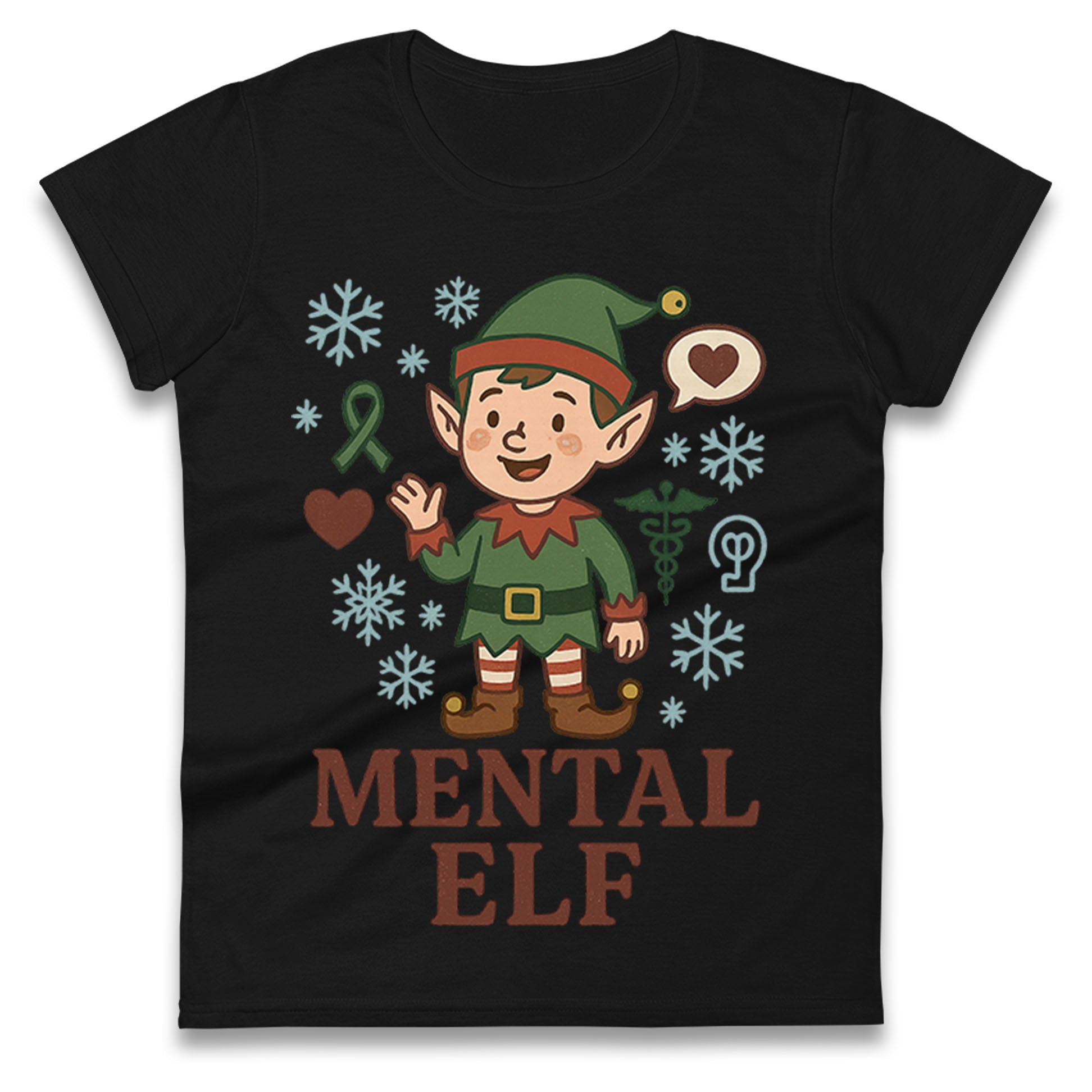 Mental Health Christmas Ladies T Shirt
