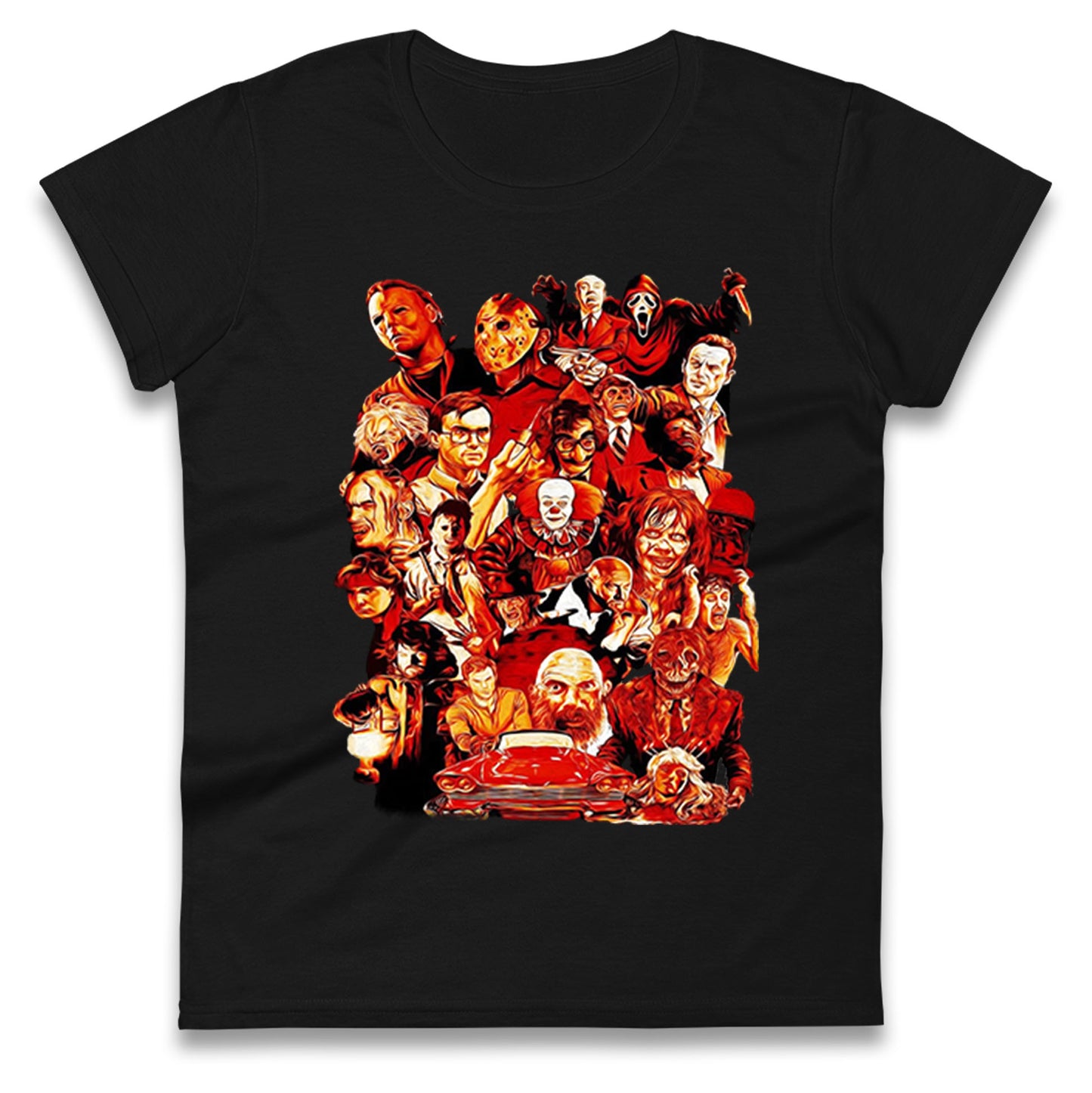 Horror Characters Halloween Womens t shirts