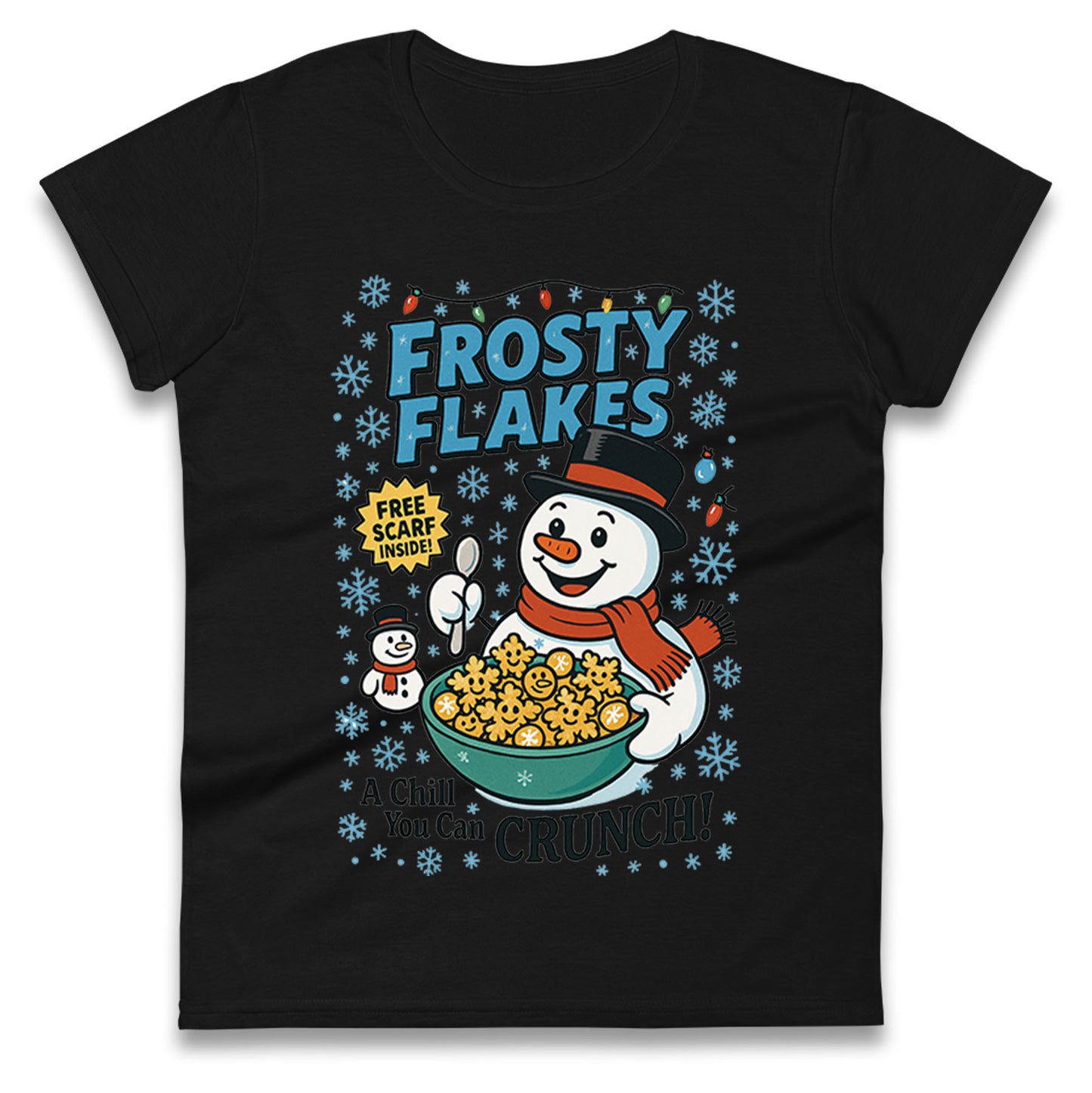 Snowman Christmas Ladies T Shirt