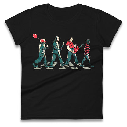 Horror Characters Friends Spoof Halloween Womens t shirt