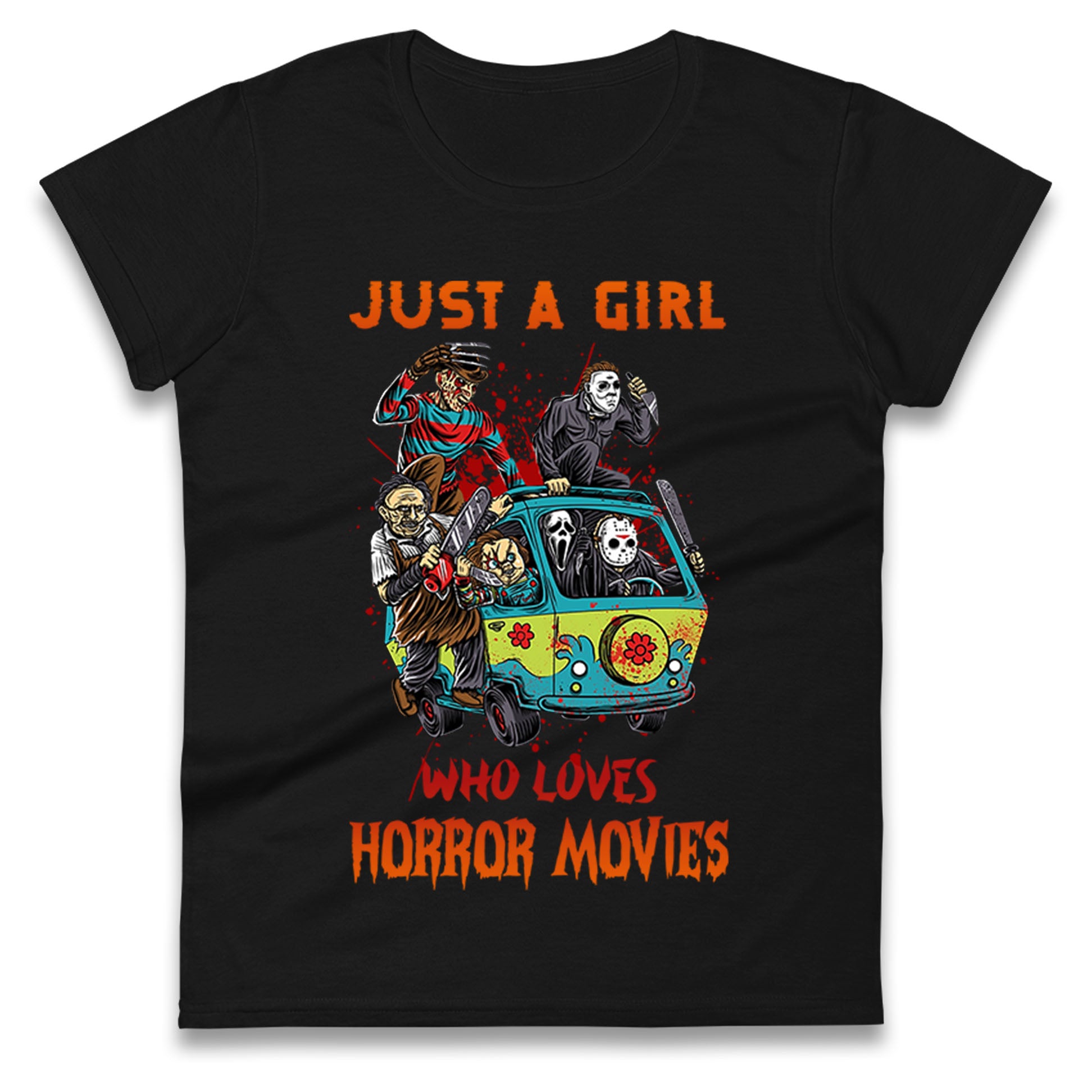 Just A Girl Who Loves Horror Movies Halloween t shirts
