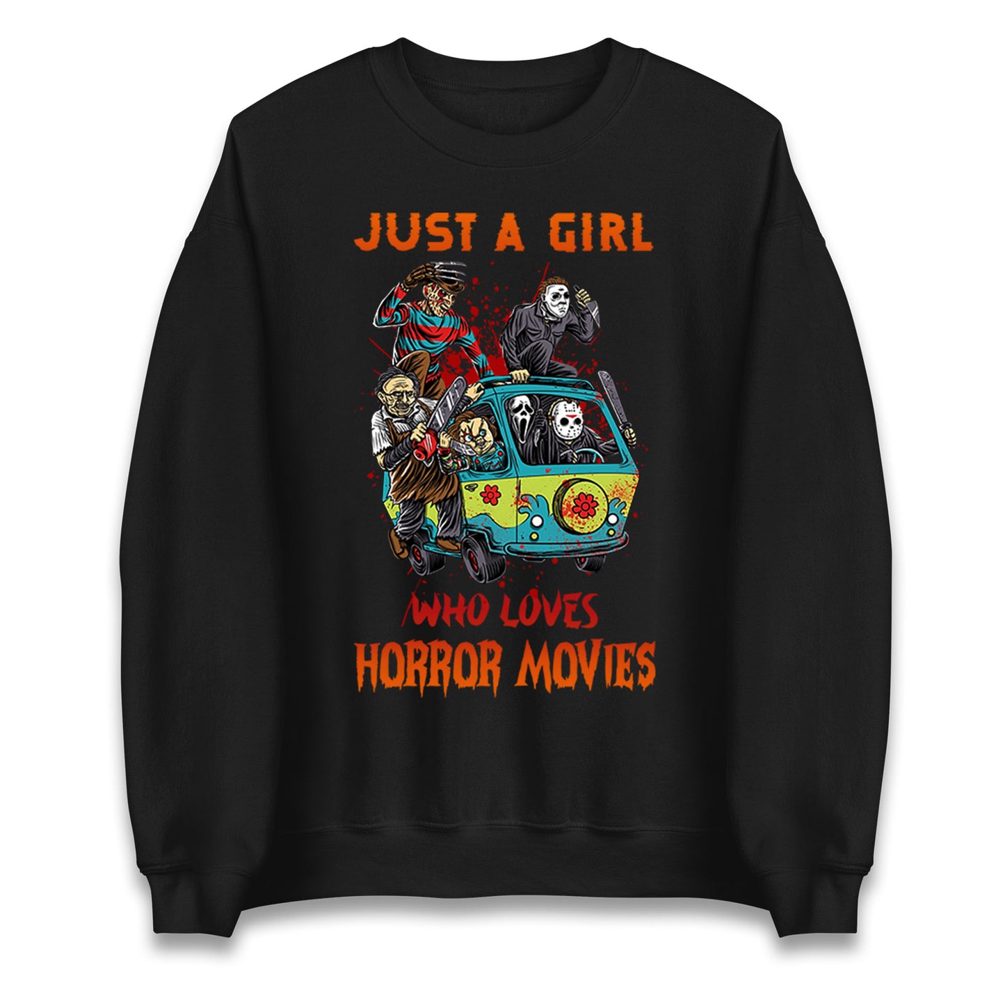 Just A Girl Who Loves Horror Movies Halloween Sweatshirt
