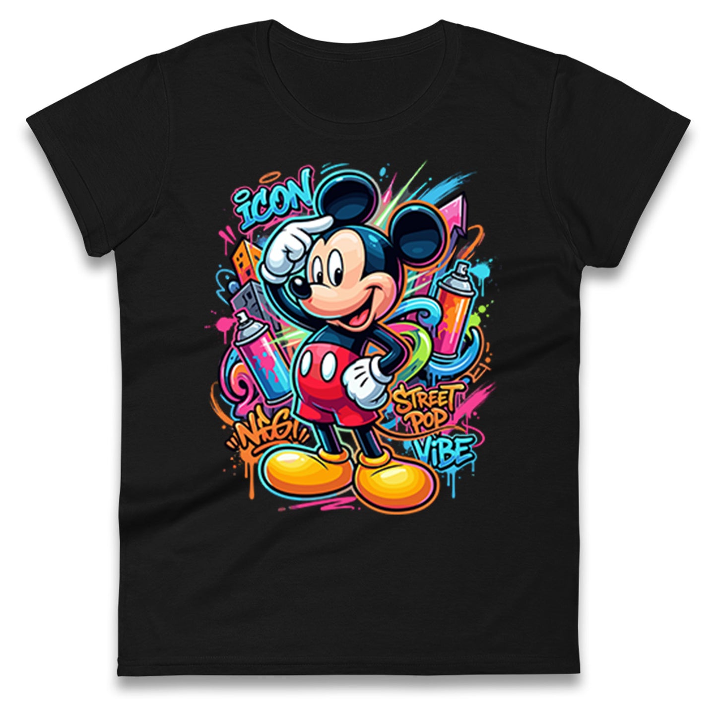 Graffiti Mickey Ladies T Shirt