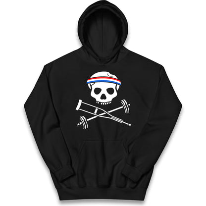 Johnny Knoxville Crutch Barbell and Bones Kids Hoodie