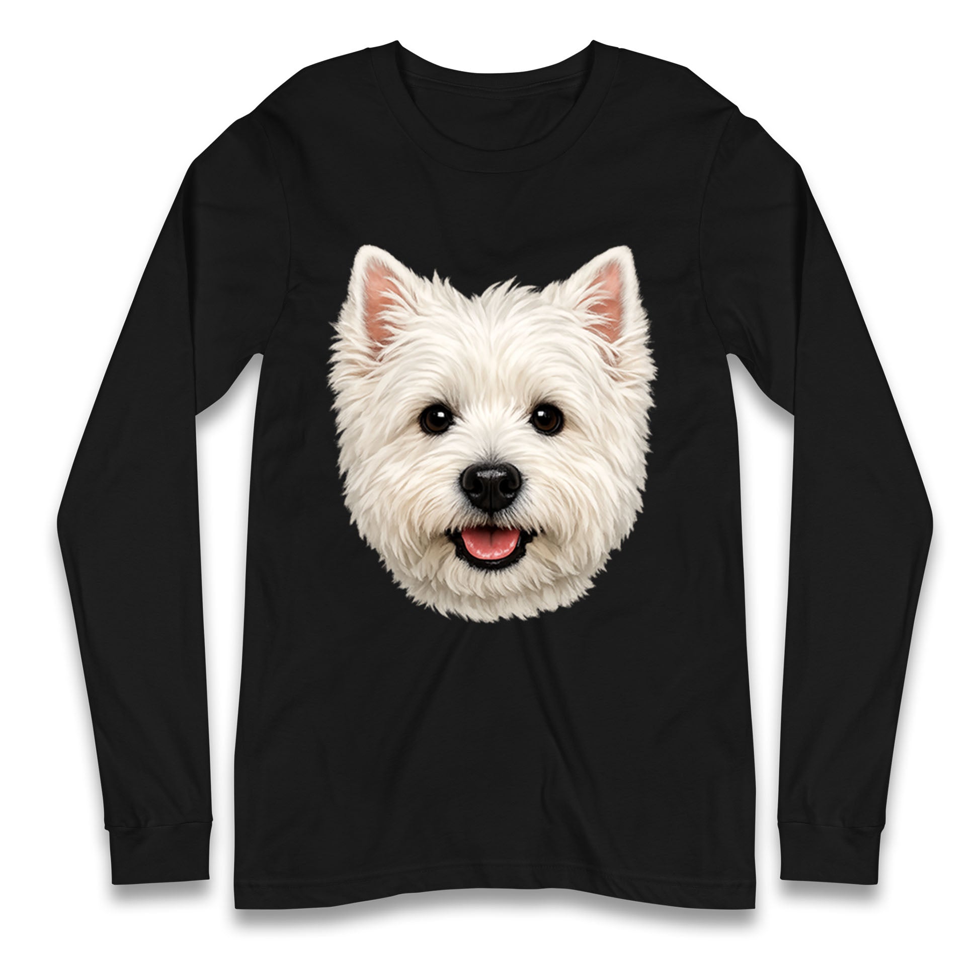West Highland White Terrier Dog Face Longsleeve T Shirt