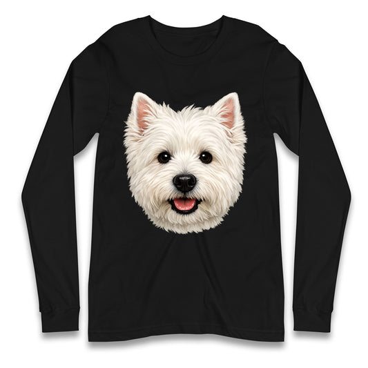 West Highland White Terrier Dog Face Longsleeve T Shirt