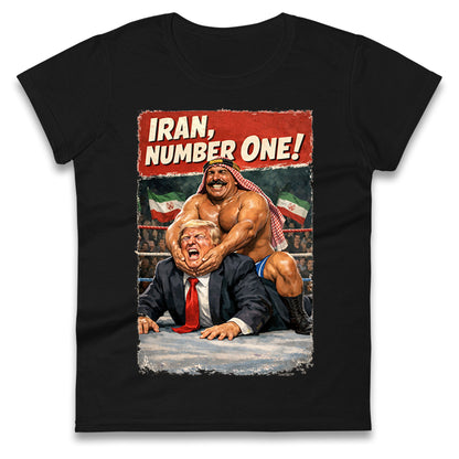 Donald Trump Iron Sheik Iran Wrestling Ladies T Shirt