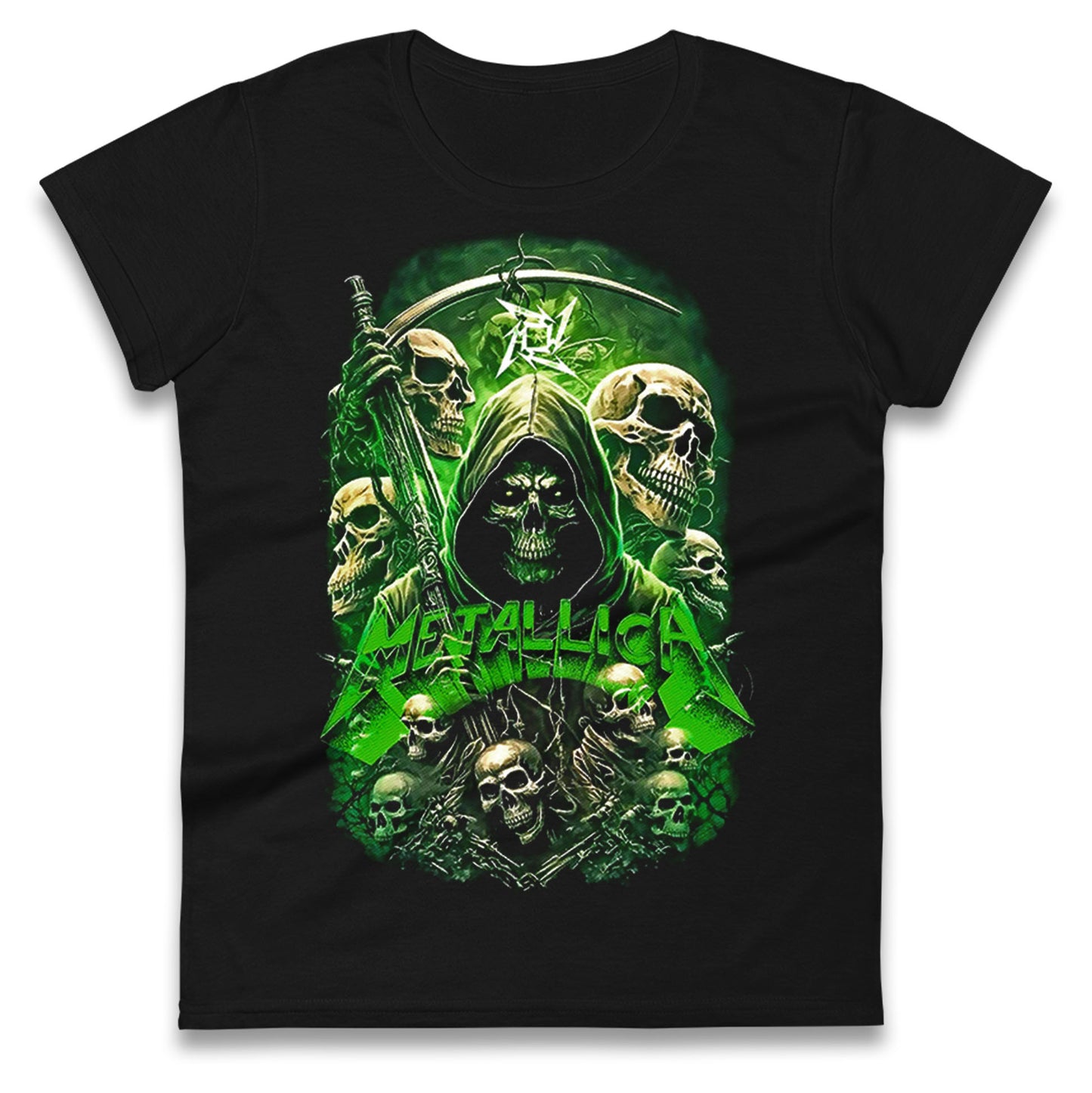 Metallica Green Skulls Ladies T Shirt
